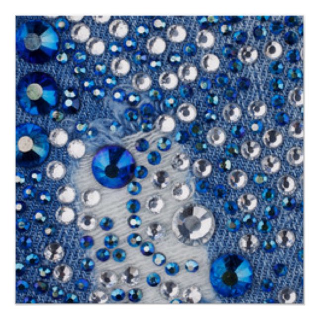 Blue & White Diamonds Blue Jean Pattern Design Poster (Front)