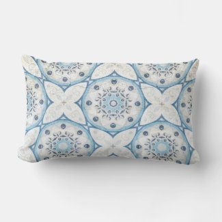 Blue White Distressed Cracked Stone-Look Mosaic Lumbar Pillow