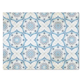 Blue White Distressed Cracked Stone-Look Mosaic Tissue Paper