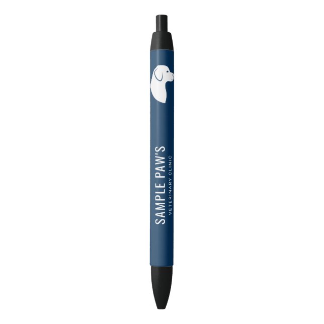 Blue & White Dog Silhouette Veterinary Clinic Pen (Front Vertical)