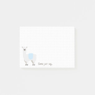 Blue & White Dot Llama Say Something Note
