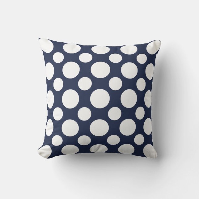 Blue White Dot Pattern Throw Pillow (Front)