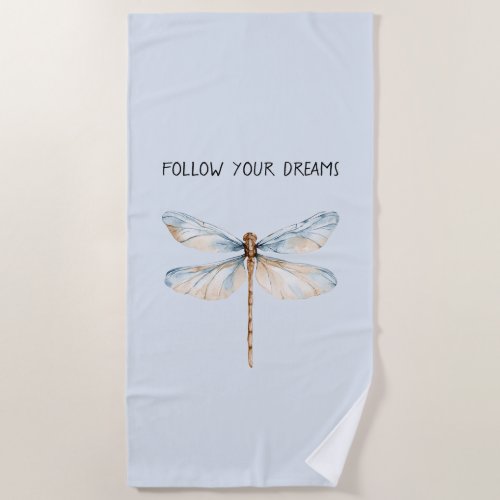 Blue White Dream Dragonfly Birthday Beach Towel