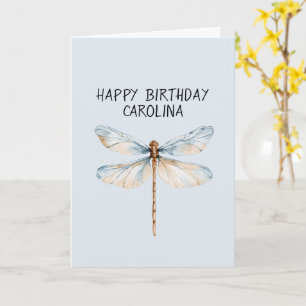 Blue White Dream Dragonfly Birthday Card