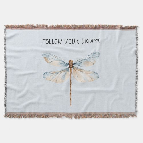 Blue White Dream Dragonfly Birthday Throw Blanket