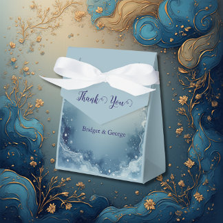 blue white Dreamy coastal marble ink wedding Favor Boxes