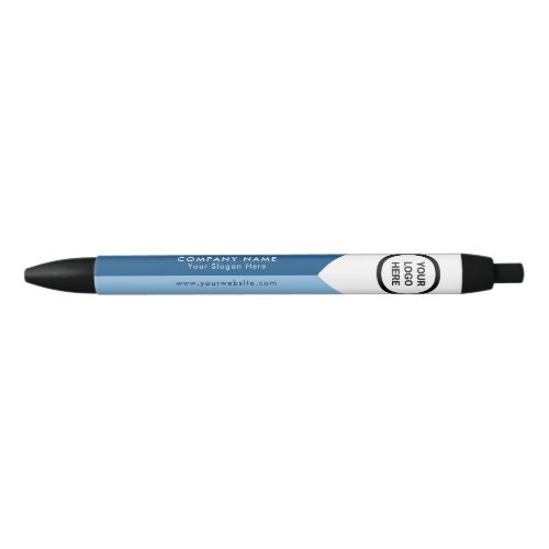 Blue White Dual Tone Corporate Logo Promotional Black Ink Pen