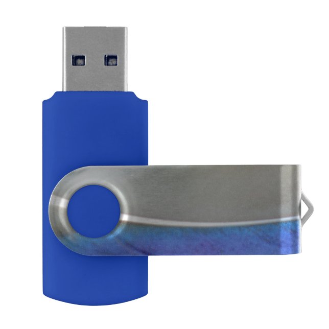 Blue White Duck Feather, Bird, Wildlife Summer USB Flash Drive (Opened)