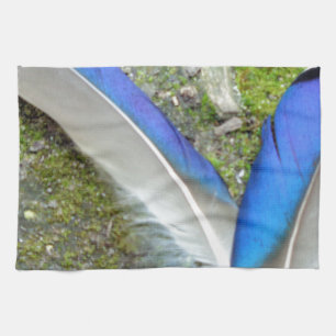 Blue White Duck Feathers, Animal, Bird Towel