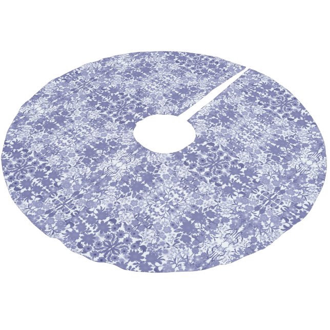 Blue White Dutch Floral Christmas Tree Skirt (Angled)