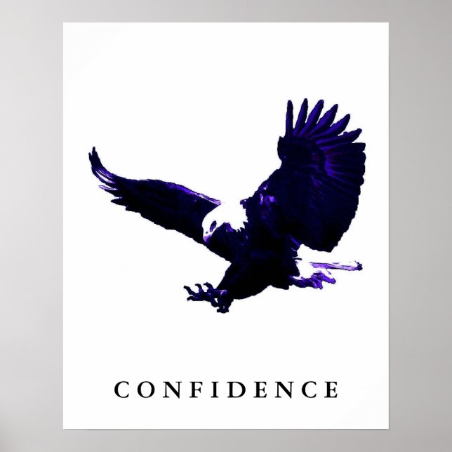 Blue White Eagle Motivational Confidence Poster (Front)