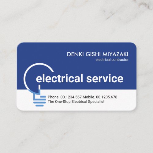 Blue White Electrical Service Contractor Business Card