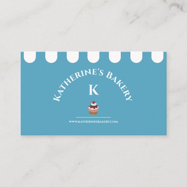 Blue White Elegant Bakery Business Card (Front)