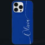 Blue White Elegant Calligraphy Script Name iPhone 16 Pro Max Case<br><div class="desc">Blue White Elegant Calligraphy Script Custom Personalized Name iPhone 16 Pro Max Smart Phone Cases features a modern and trendy simple and stylish design with your personalized name in elegant hand written calligraphy script typography on a blue background. Designed by ©Evco Studio www.zazzle.com/store/evcostudio</div>