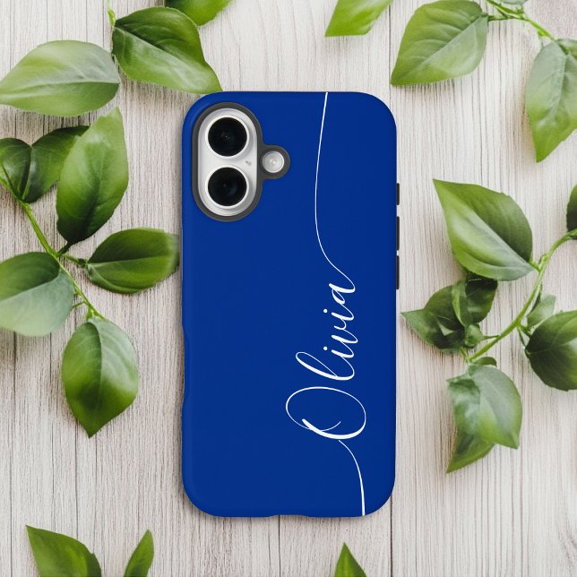 Blue White Elegant Calligraphy Script Name Case-Mate iPhone Case (Creator Uploaded)