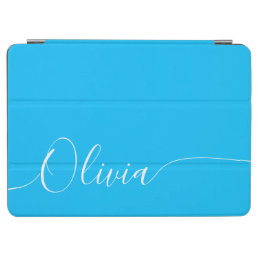 Blue White Elegant Calligraphy Script Name iPad Air Cover