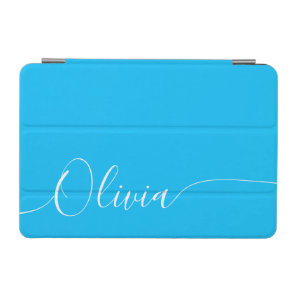 Blue White Elegant Calligraphy Script Name iPad Mini Cover