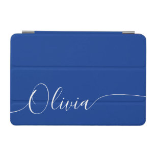 Blue White Elegant Calligraphy Script Name iPad Mini Cover