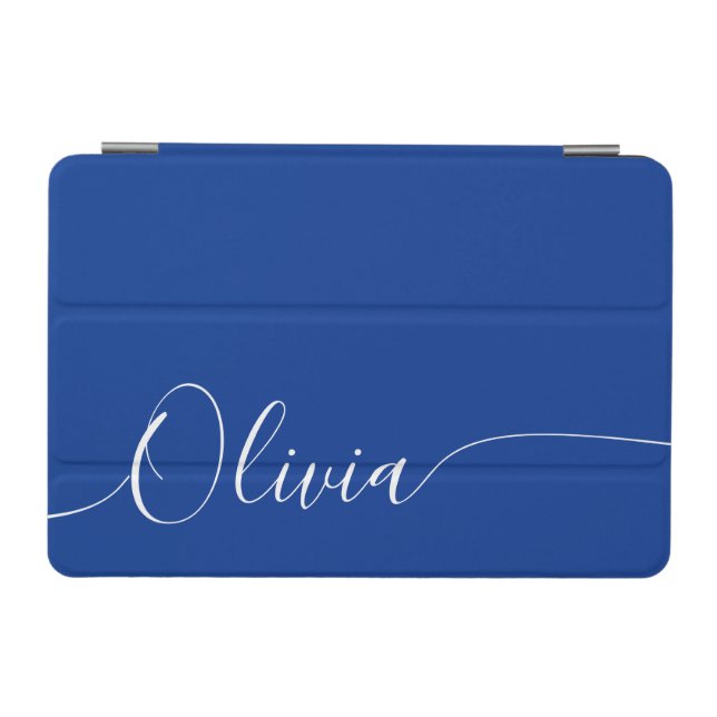 Blue White Elegant Calligraphy Script Name iPad Mini Cover (Horizontal)