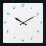 Blue White Elegant Custom Colorful Cute Gift 2023 Square Wall Clock<br><div class="desc">Printed in classy white and blue custom color background! You may customize as you wish!</div>