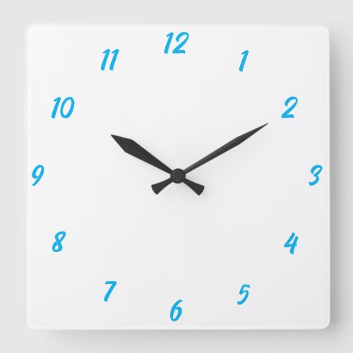 Blue White Elegant Custom Colorful Cute Gift 2023 Square Wall Clock