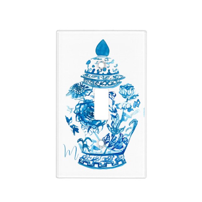 Blue White Elegant Ginger Jar  Light Switch Cover (Front)