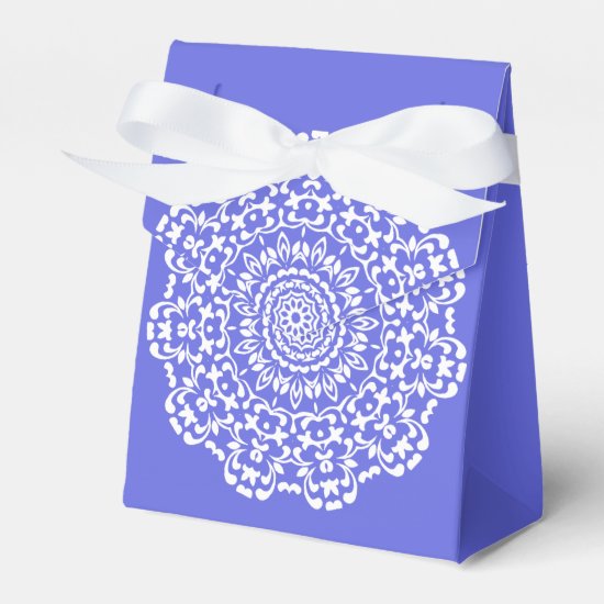 Blue White Elegant Lacy Perxonalized Favor Box