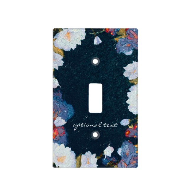 Blue & White Elegant Modern Chic Floral Light Switch Cover (Front)
