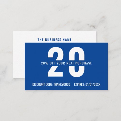 Blue White Elegant Monogram Professional Business Discount Card