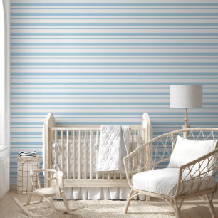 Blue White Elegant Stripes Wallpaper