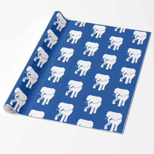 Blue White Elephant Gift Exchange Christmas Game Wrapping Paper