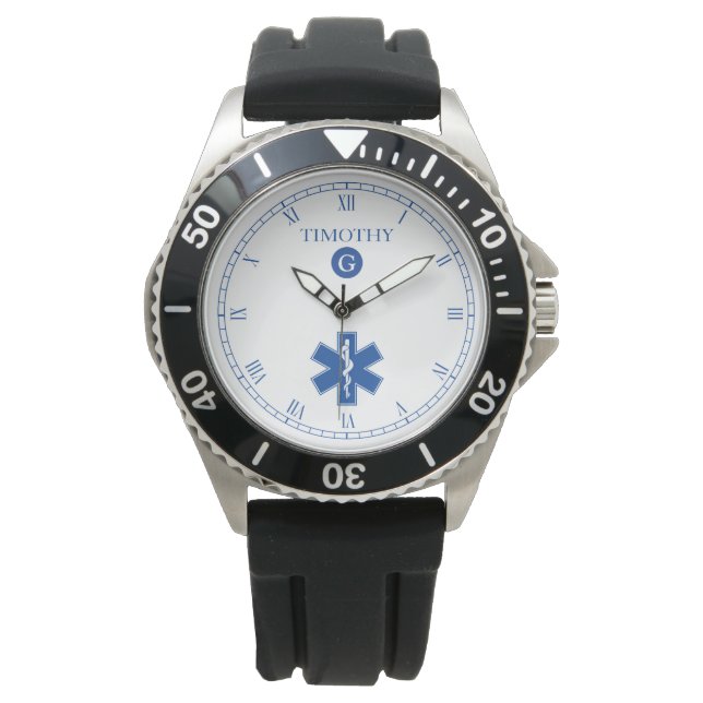 Blue|White EMT Custom Monogram Watch (Front)