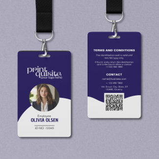 Blue White Event/Business ID Card—Work Staff QR  Badge