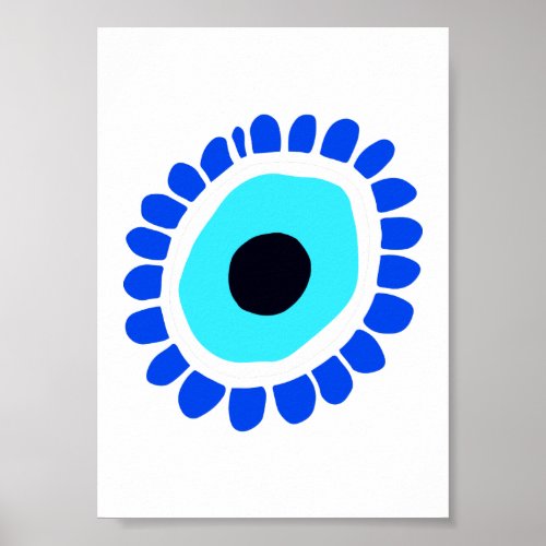 Blue White Evil Eye Symbol Poster