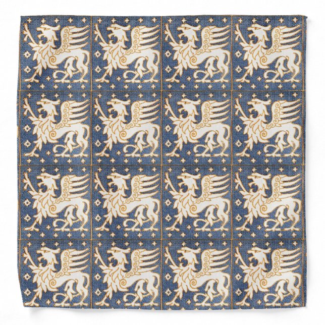 BLUE WHITE FANTASY GRYPHONS BANDANA (Front)