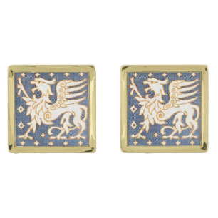 BLUE WHITE FANTASY GRYPHONS CUFFLINKS