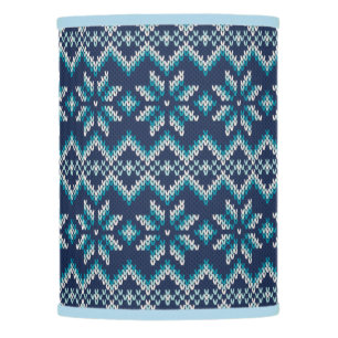 Blue & White Faux Knit Sweater Snowflakes Pattern Lamp Shade