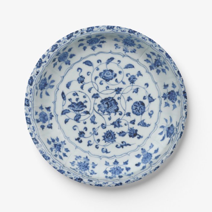 plates blue and white