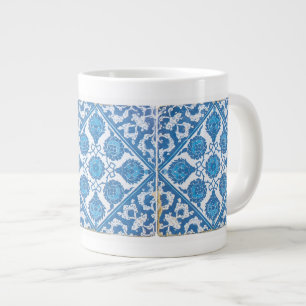 Blue White Faux Tile Delft Cornflowers Large Coffee Mug