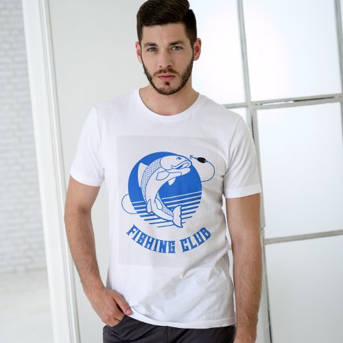Blue White Fishing Club T_Shirt