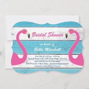 Blue & White Flamingo Bridal Shower Invitation