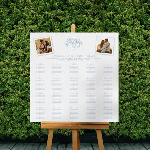 Blue white fleur de lis 20 wedding table plan foam board