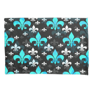 Blue White Fleur De Lis  Pillow Case