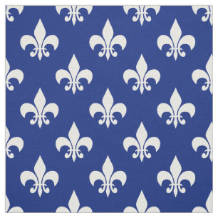 Blue White Fleur-de-lis Textile Fabric