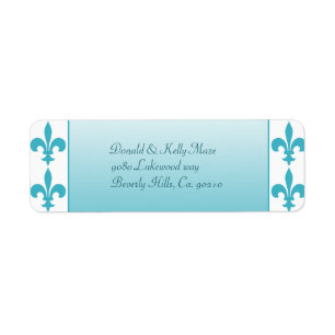 Blue & White Fleur De Lis Wedding Label