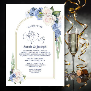 Blue White Floral Arch Wedding After Party Invitation