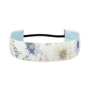 Blue White Floral Athletic Headband