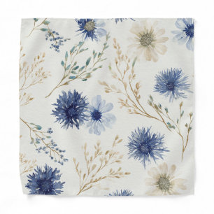 Blue White Floral Bandana