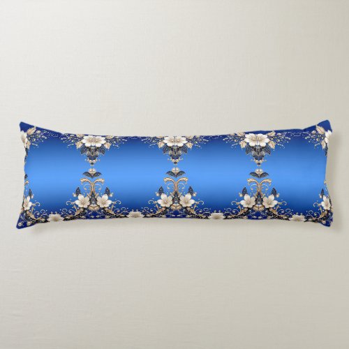 Blue White Floral Body Pillow