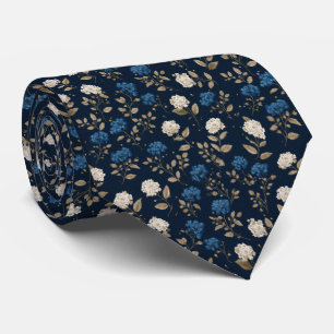 Blue White Floral Botanical Wedding Groom Gift Him Neck Tie